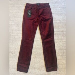 NWT PAIGE Deep Red Velvet Skinny Jeans/Pants Size 25